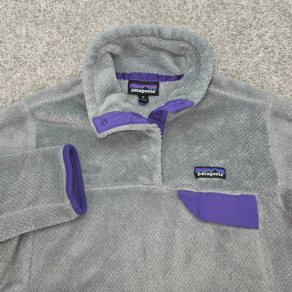Patagonia Re-Tool Snap-T Fleece Pullover Grey Purple Womens Medium 224140